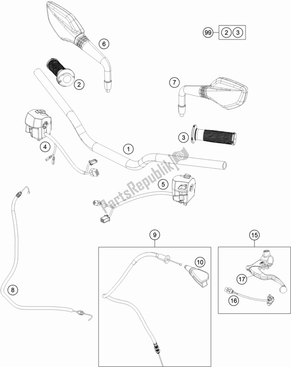 Wszystkie części do Kierownica, Sterowanie KTM 200 Duke,black W/O Abs-ckd 18 2017