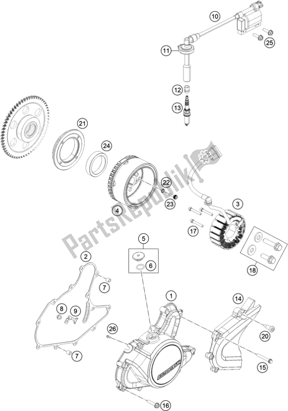 All parts for the Ignition System of the KTM 200 Duke,black W/O Abs-ckd 18 2017