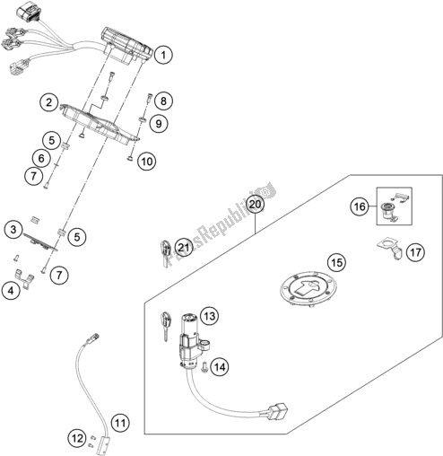 Tutte le parti per il Strumenti / Sistema Di Blocco del KTM 200 Duke,black W/O Abs-ckd 18 2017