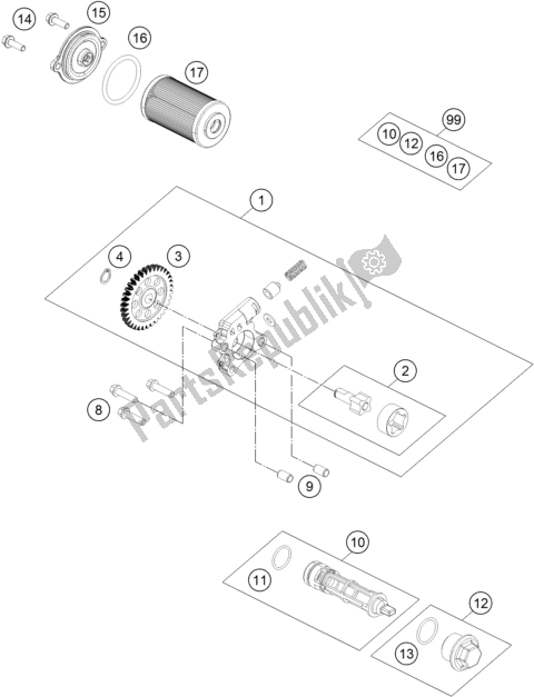 Todas as partes de Sistema De Lubrificação do KTM 200 Duke,black W/O Abs-ckd 18 2017