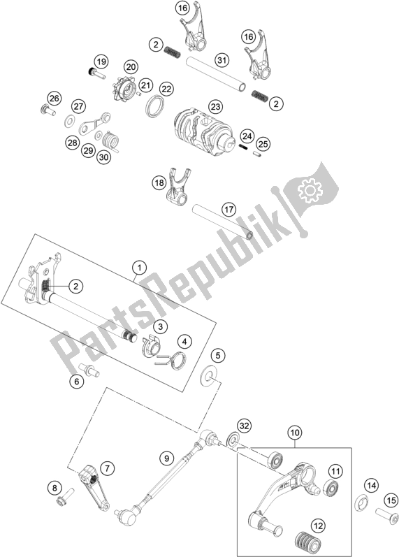 Wszystkie części do Mechanizm Zmiany Biegów KTM 200 Duke,black W/O Abs-ckd 18 2017