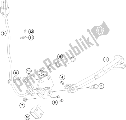 Wszystkie części do Podstawka Boczna / ? Rodkowa KTM 200 Duke,black W/O Abs-ckd 18 2017