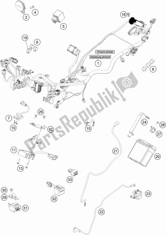 Tutte le parti per il Cablaggio Elettrico del KTM 200 Duke,black W/O Abs-ckd 18 2017