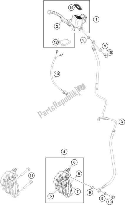 Todas las partes para Pinza De Freno Delantero de KTM 200 Duke,orange,w/o Abs-b. D. 2019
