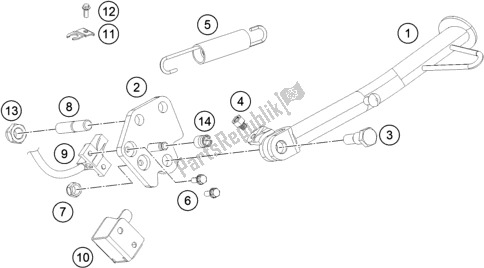 Toutes les pièces pour le Béquille Latérale / Centrale du KTM 200 Duke,orange,w/o Abs-b. D. 2019