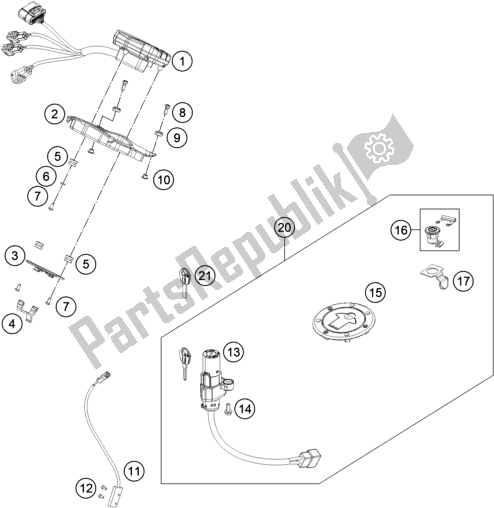 All parts for the Instruments / Lock System of the KTM 200 Duke,orange W/O Abs-ckd 17 2017