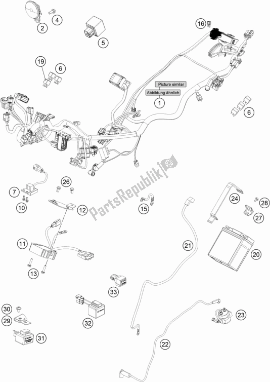 Alle onderdelen voor de Kabelboom van de KTM 200 Duke,orange W/O Abs-ckd 2018