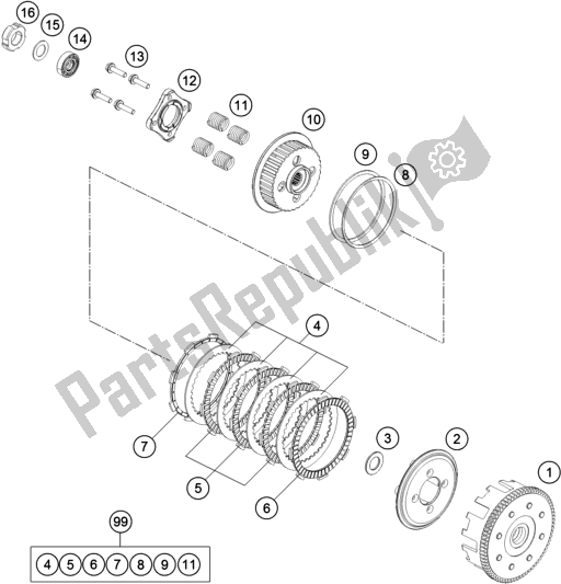 Todas las partes para Embrague de KTM 200 Duke,orange,w/o Abs-ckd 2019