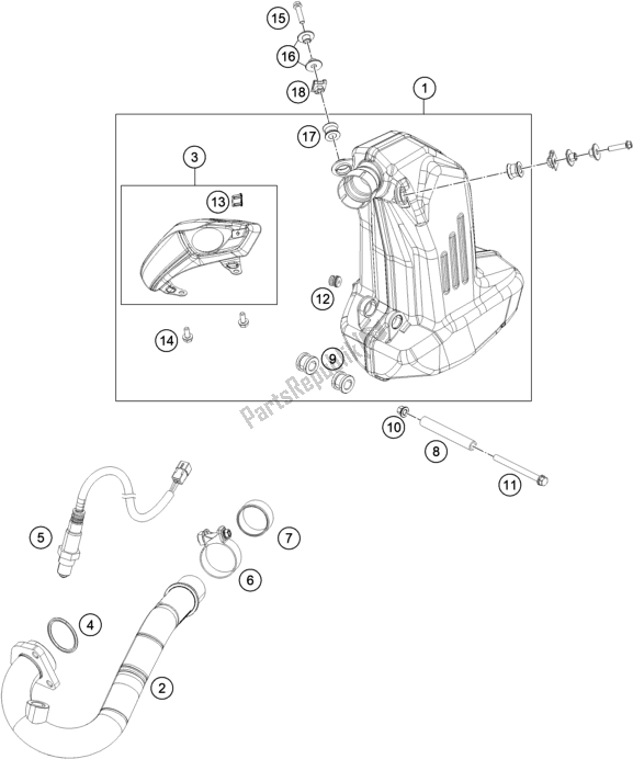 Todas las partes para Sistema De Escape de KTM 200 Duke,orange,w/o Abs-ckd 2019