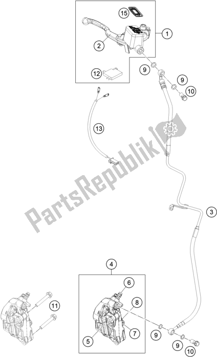 Todas las partes para Pinza De Freno Delantero de KTM 200 Duke,orange,w/o Abs-ckd 2019