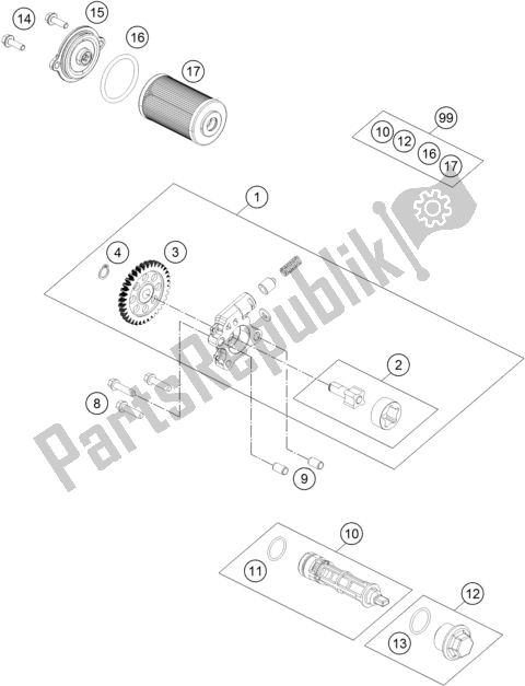 Toutes les pièces pour le Système De Lubrification du KTM 200 Duke,orange,w/o Abs-ckd 2019