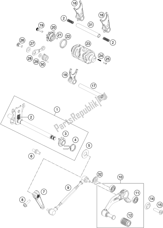 Toutes les pièces pour le Mécanisme De Changement du KTM 200 Duke,orange,w/o Abs-ckd 2019