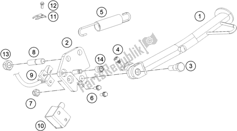 Todas las partes para Soporte Lateral / Central de KTM 200 Duke,orange,w/o Abs-ckd 2019