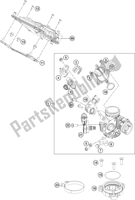 Toutes les pièces pour le Corps De Papillon du KTM 200 Duke,orange,w/o Abs-ckd 2019