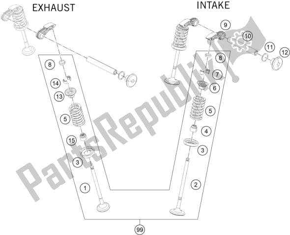 Todas las partes para Accionamiento De Válvula de KTM 200 Duke,orange,w/o Abs-ckd 2019