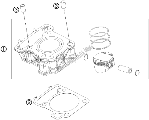 Tutte le parti per il Cilindro del KTM 200 Duke,white-ckd 2019