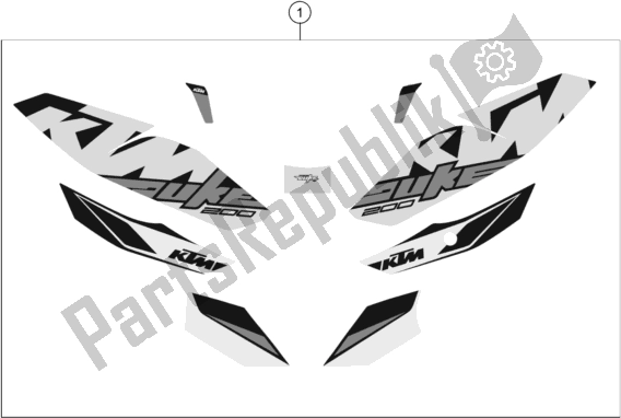 All parts for the Decal of the KTM 200 Duke,white-ckd 2019
