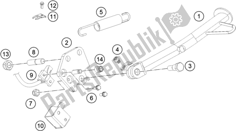 Wszystkie części do Podstawka Boczna / ? Rodkowa KTM 200 Duke,white-ckd 2019