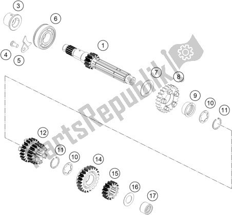 Todas as partes de Transmissão I - Eixo Principal do KTM 200 Duke,white-ckd 2019