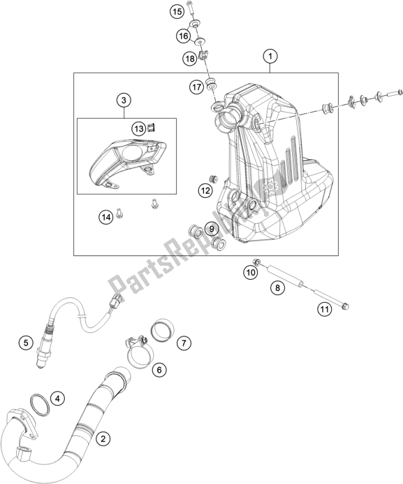 Tutte le parti per il Impianto Di Scarico del KTM 200 Duke,white,w/o Abs-b. D. 2019