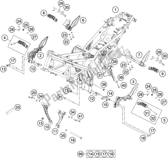 Wszystkie części do Rama KTM 200 Duke,white,w/o Abs-b. D. 2019