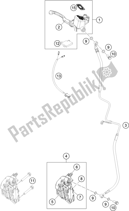 All parts for the Front Brake Caliper of the KTM 200 Duke,white,w/o Abs-b. D. 2019