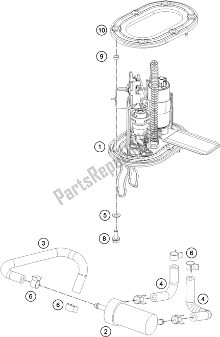 All parts for the Fuel Pump of the KTM 200 Duke,white,w/o Abs-b. D. 2019