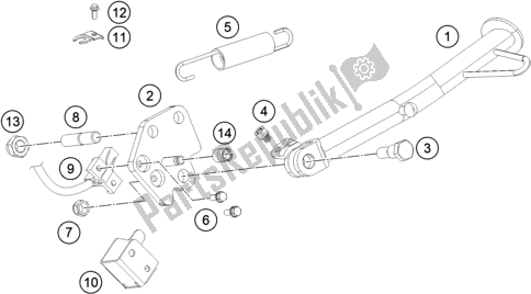 All parts for the Side / Center Stand of the KTM 200 Duke,white,w/o Abs-b. D. 2019