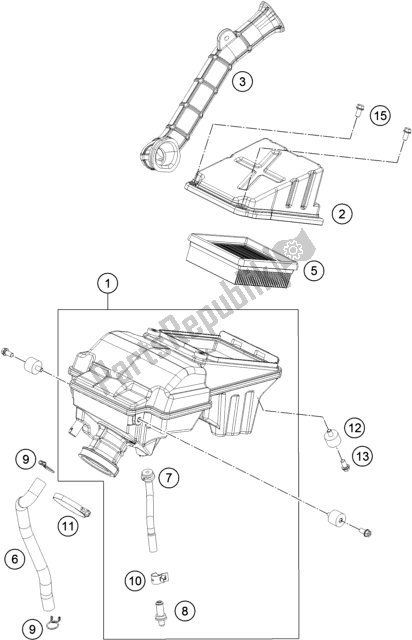 All parts for the Air Filter of the KTM 200 Duke,white,w/o Abs-b. D. Asean 2019