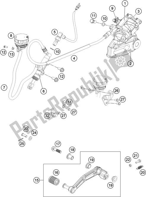 Tutte le parti per il Pinza Freno Posteriore del KTM 200 Duke,white,w/o Abs-b. D. Asean 2019