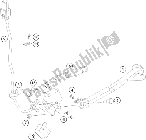 Toutes les pièces pour le Béquille Latérale / Centrale du KTM 200 Duke,white W/O Abs-ckd 17 2017