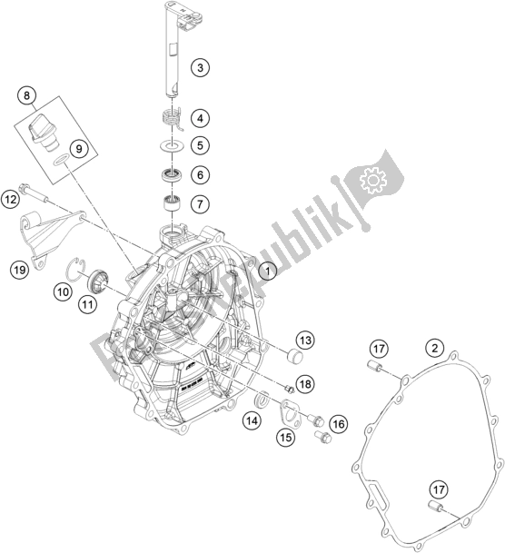 All parts for the Clutch Cover of the KTM 200 Duke,white W/O Abs-ckd 18 2017