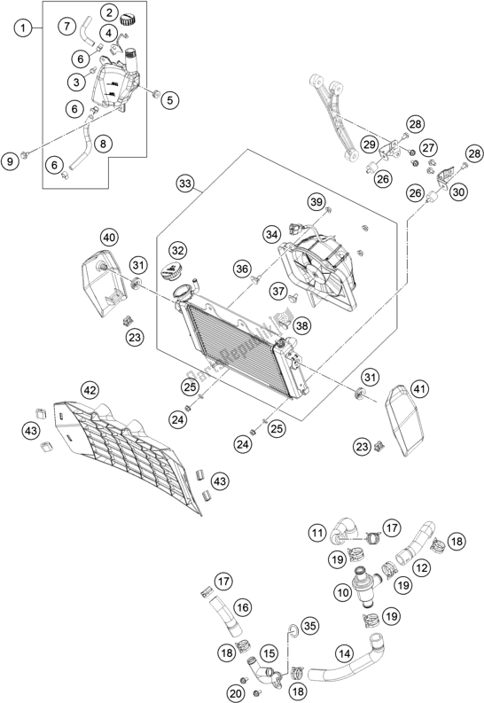 All parts for the Cooling System of the KTM 200 Duke,white W/O Abs-ckd 18 2017