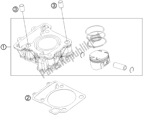 Alle onderdelen voor de Cilinder van de KTM 200 Duke,white W/O Abs-ckd 18 2017
