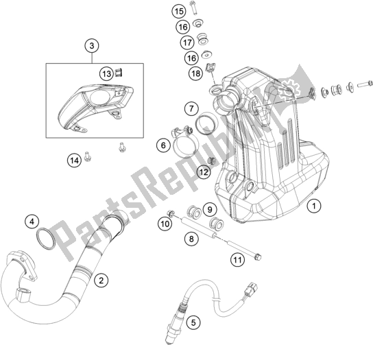 Toutes les pièces pour le Système D'échappement du KTM 200 Duke,white W/O Abs-ckd 18 2017