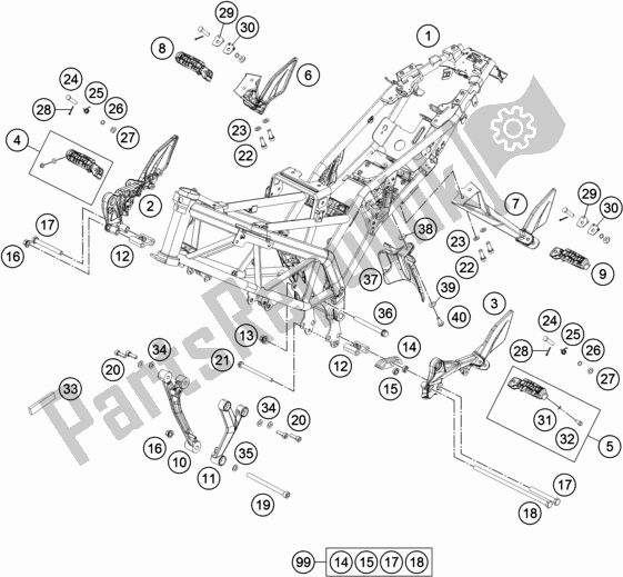 Tutte le parti per il Telaio del KTM 200 Duke,white W/O Abs-ckd 18 2017