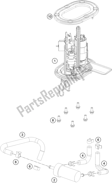 Alle onderdelen voor de Benzine Pomp van de KTM 200 Duke,white W/O Abs-ckd 18 2017