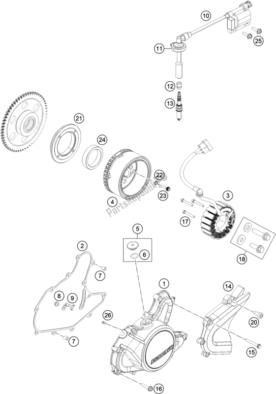 Alle onderdelen voor de Ontbrandingssysteem van de KTM 200 Duke,white W/O Abs-ckd 18 2017