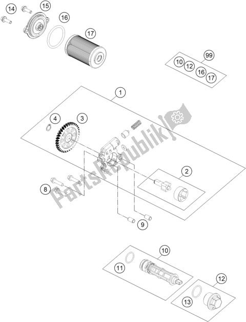 Toutes les pièces pour le Système De Lubrification du KTM 200 Duke,white W/O Abs-ckd 18 2017