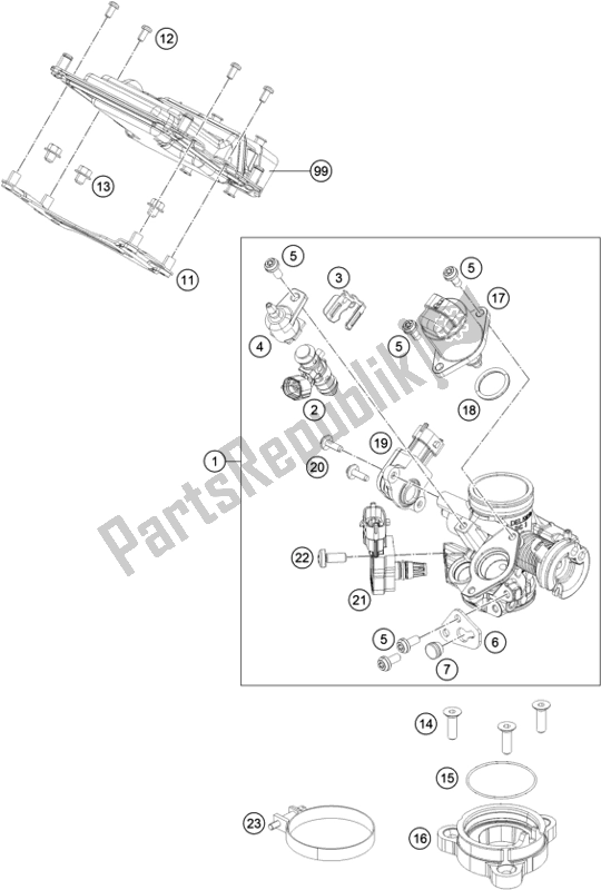 Toutes les pièces pour le Corps De Papillon du KTM 200 Duke,white W/O Abs-ckd 18 2017