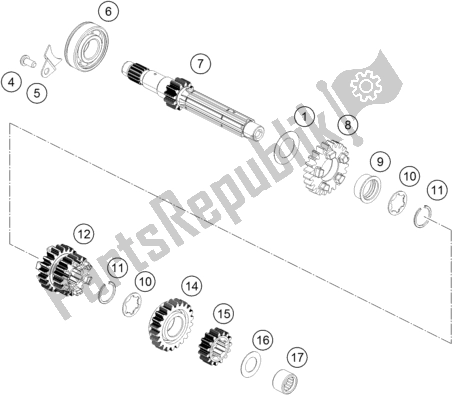 Toutes les pièces pour le Transmission I - Arbre Principal du KTM 200 Duke,white W/O Abs-ckd 18 2017