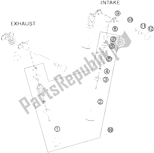 All parts for the Valve Drive of the KTM 200 Duke,white W/O Abs-ckd 18 2017