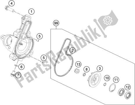 Toutes les pièces pour le Pompe à Eau du KTM 200 Duke,white W/O Abs-ckd 18 2017