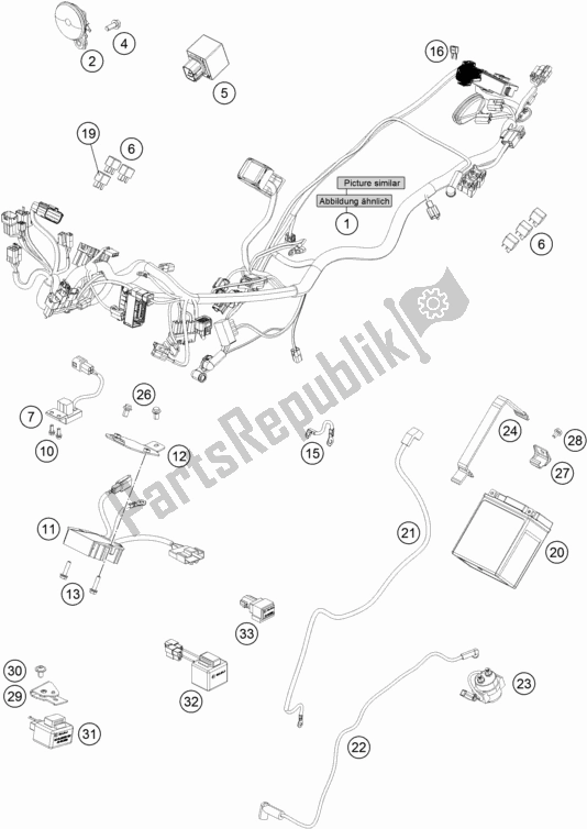 All parts for the Wiring Harness of the KTM 200 Duke,white W/O Abs-ckd 18 2017