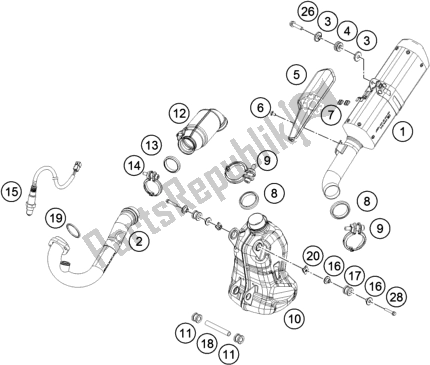 Todas as partes de Sistema De Exaustão do KTM 250 Duke,orange,w/o Abs-ckd 2019