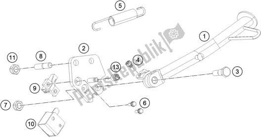 Todas as partes de Suporte Lateral / Central do KTM 250 Duke,orange,w/o Abs-ckd 2019