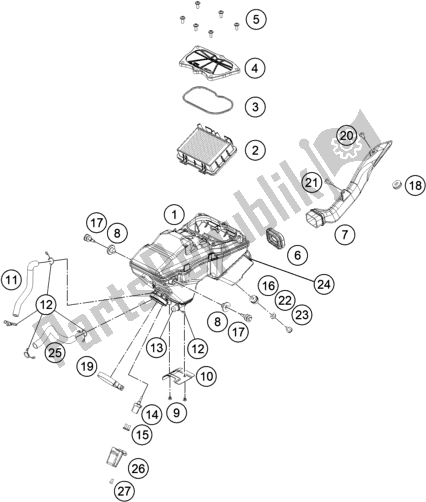 Wszystkie części do Filtr Powietrza KTM 250 Duke,white,w/o Abs-b. D. 2019