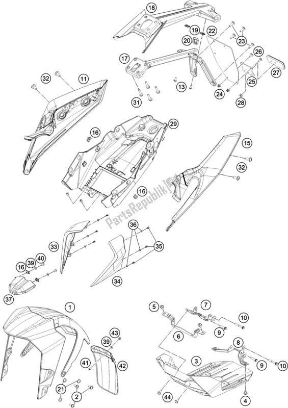 Wszystkie części do Maska, B? Otniki KTM 250 Duke,white,w/o Abs-b. D. 2019