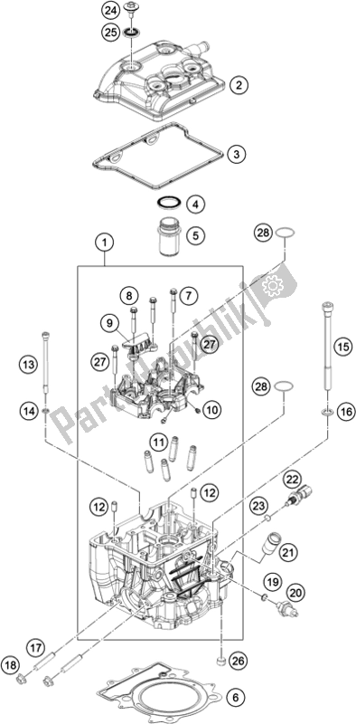 All parts for the Cylinder Head of the KTM 250 Duke,white,w/o Abs-ckd 2019