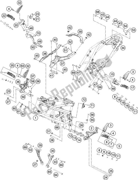 All parts for the Frame of the KTM 250 Duke,white,w/o Abs-ckd 2019